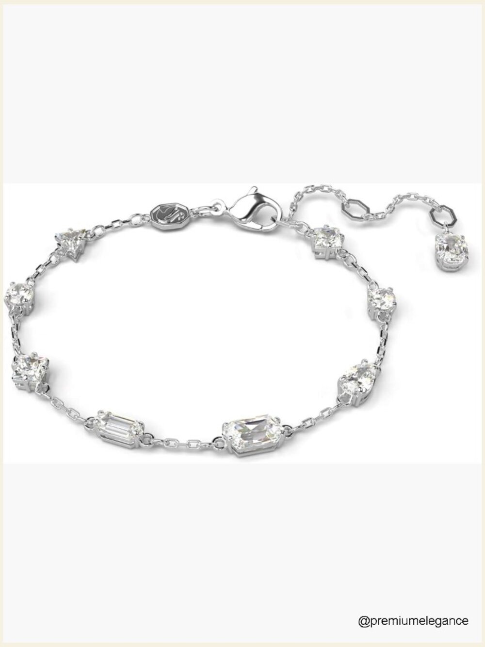 Swarovski Crystal Rhodium Bracelet Foldover Clasp Women